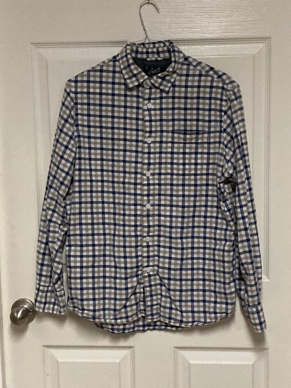 Men's flannel shirt by Grayers Clothiers blue whte gray sze small 100% cotton